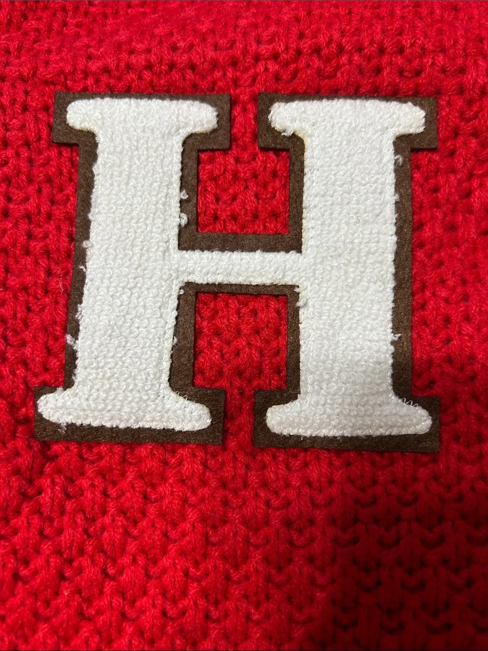 Red Thick Knitted Lined Holiday Christmas Stocking with Monogrammed Letter H NWT
